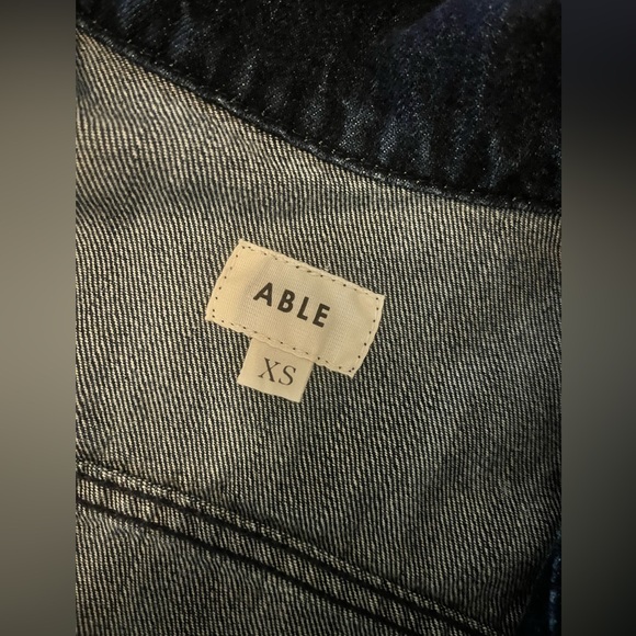 Able Dark Wash Denim Oversized Trucker “Merly” Jacket, Size XS - Picture 8 of 11